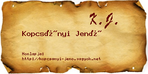 Kopcsányi Jenő névjegykártya